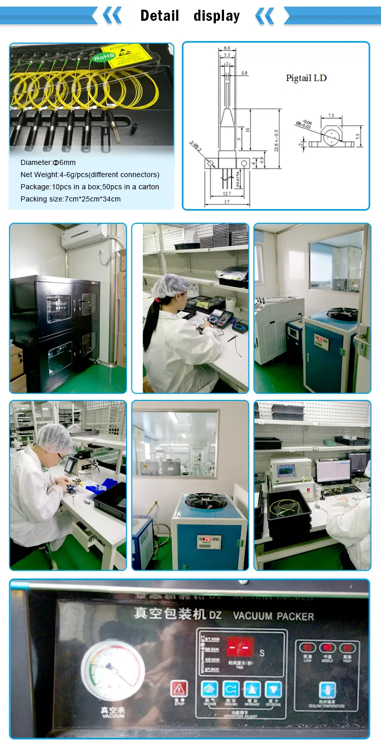 1270~1610nm 2.5GHz~6GHz Coaxial Pigtail CWDM Fiber Optical Laser Module for Analog or Digital Optical Transmission with RoHS and ISO9001