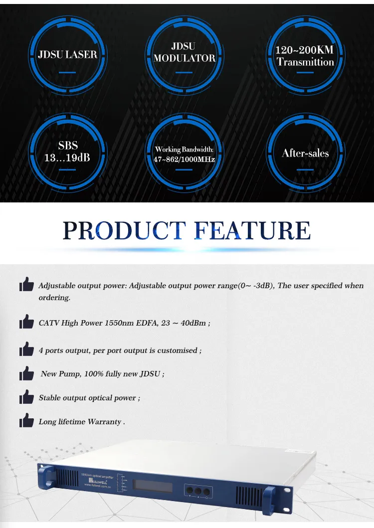 1550nm Erbium Ytterbium Co-Doped Fiber Amplifier 4 Port