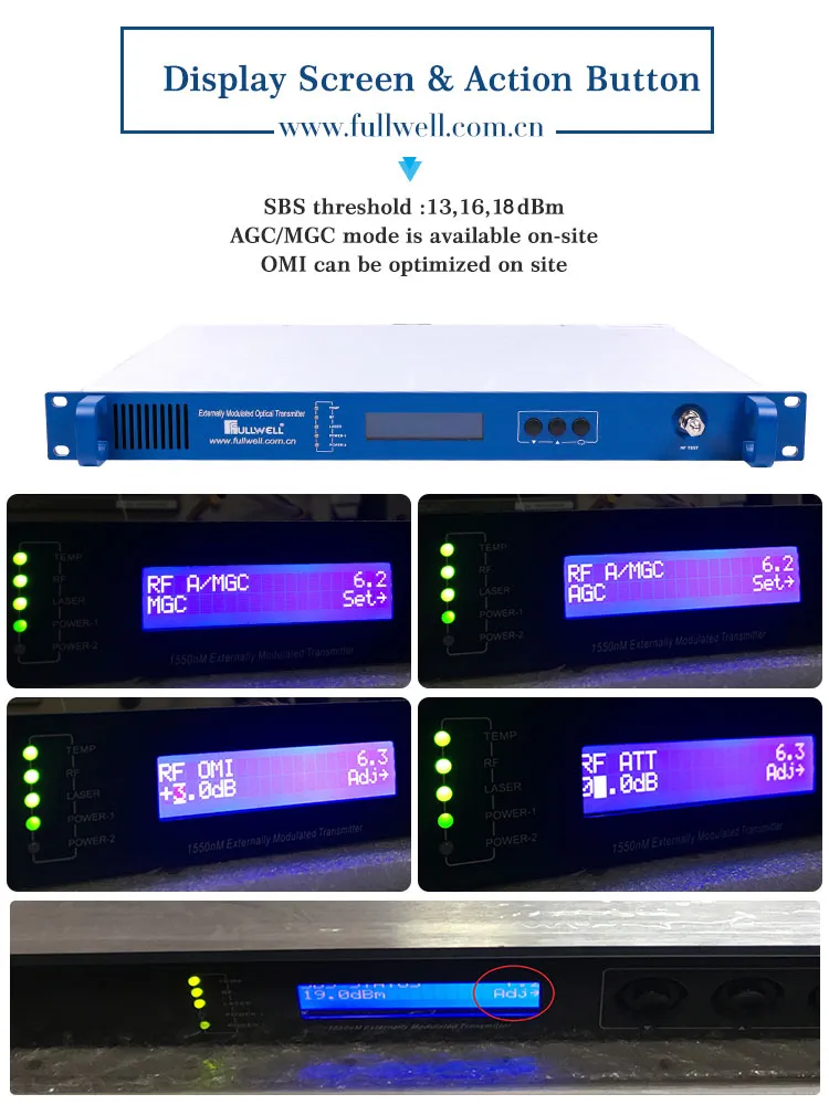 1550nm External Optical Transmitter Sbs 13 16dBm Adjustable