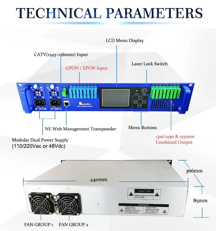 1550nm Multiport High Power Optical CATV Amplifier (2U) EDFA
