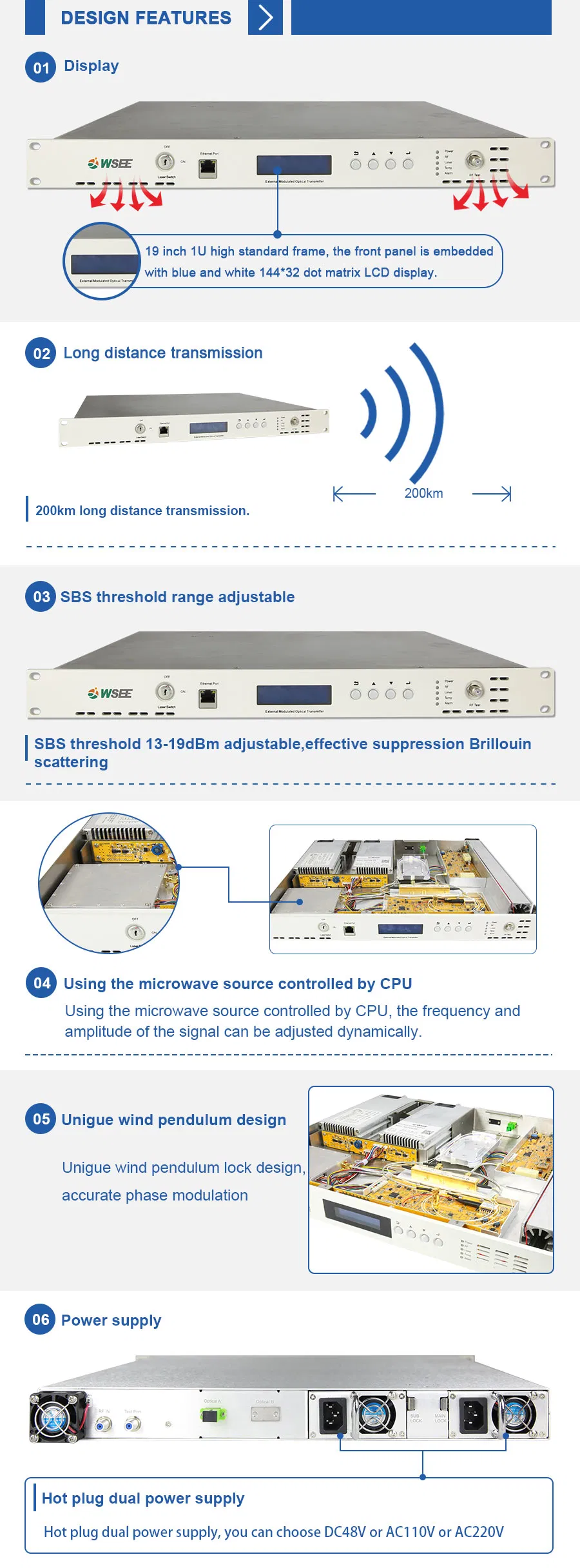 1550nm Single Fiber 1*5dBm CATV External Optical Transmitter for 75km Distance Transmission