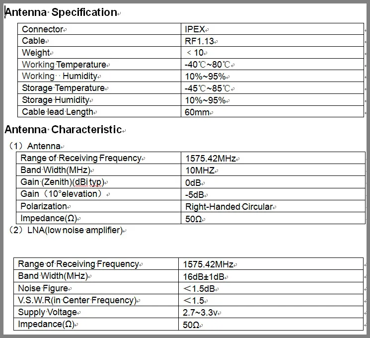 1575.42MHz 10mA Active GPS Internal Antenna GPS Patch Antenna