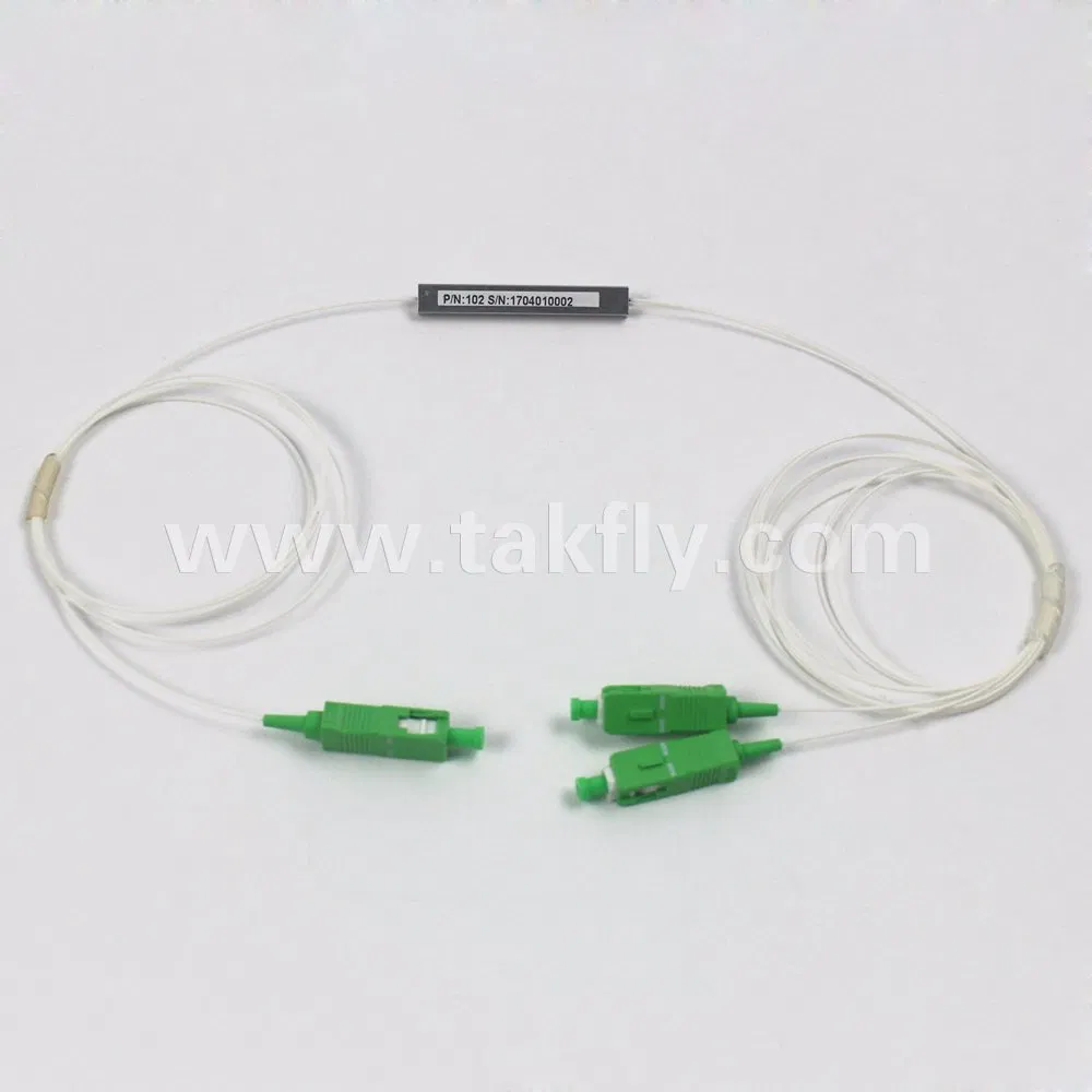 1X2 Steel Tube Type Fiber Optic PLC Splitter with Sc Connector