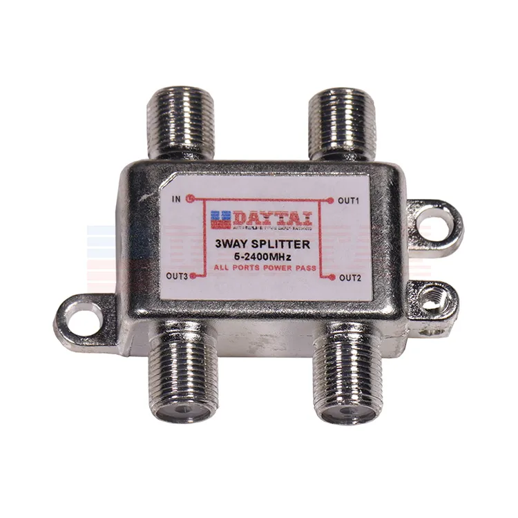 3 Way Sat Splitter DC Power Pass 2.4GHz Satellite Signal TV Splitter