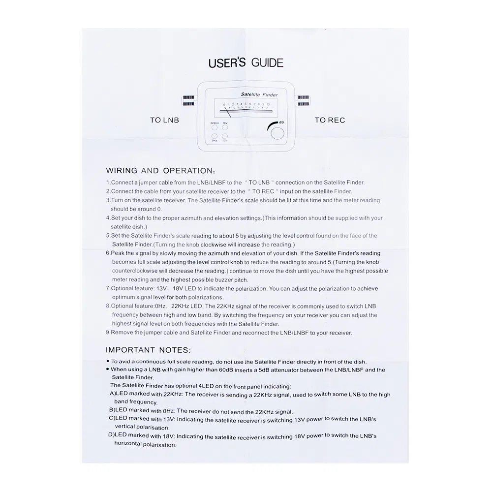 4 LED Lights Europe Hot Sale Satellite Finder Factory Price