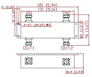 550-6000MHz IP65 N Female 2in 2out Hybrid Coupler / 2: 2 Combiner Ibs Das Components