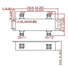 600-4000MHz IP65 N Female 3dB 2in 2out Hybrid Coupler / 2: 2 Combiner