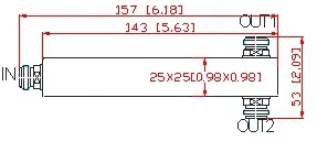 698-6000MHz IP65 N Female RF 2 Way Power Splitter Divider