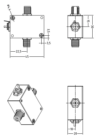 75ohm Bias-Tee Over 10 to 3000 MHz Cltee-002c-F