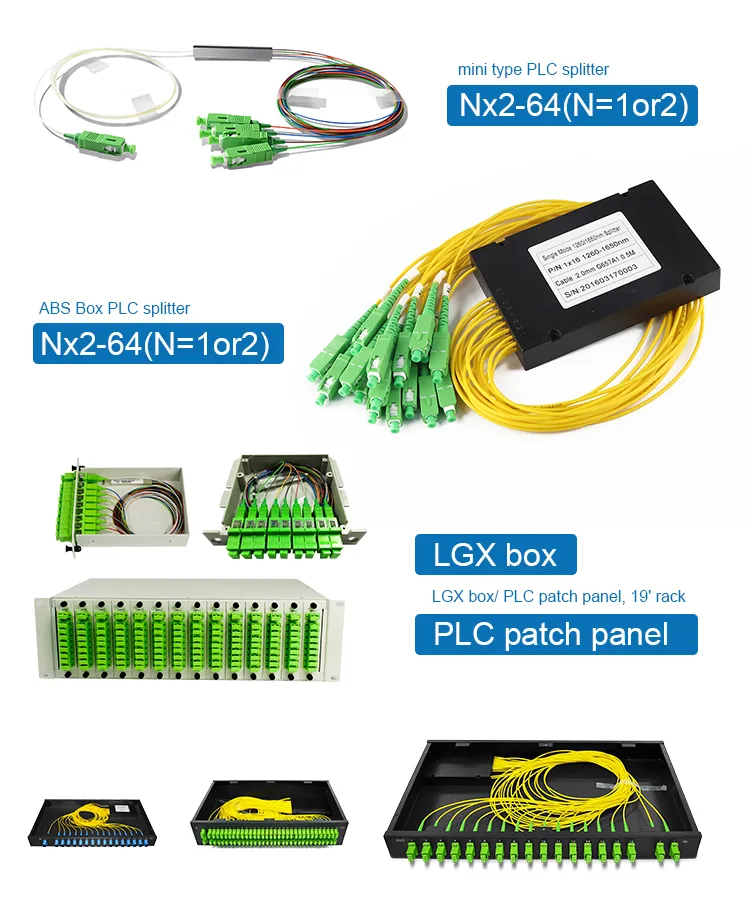 ABS Box Fiber Optic PLC Splitter Singlemode Sc/APC Pigtail 1310/1550/1490 Nm Fbt Coupler