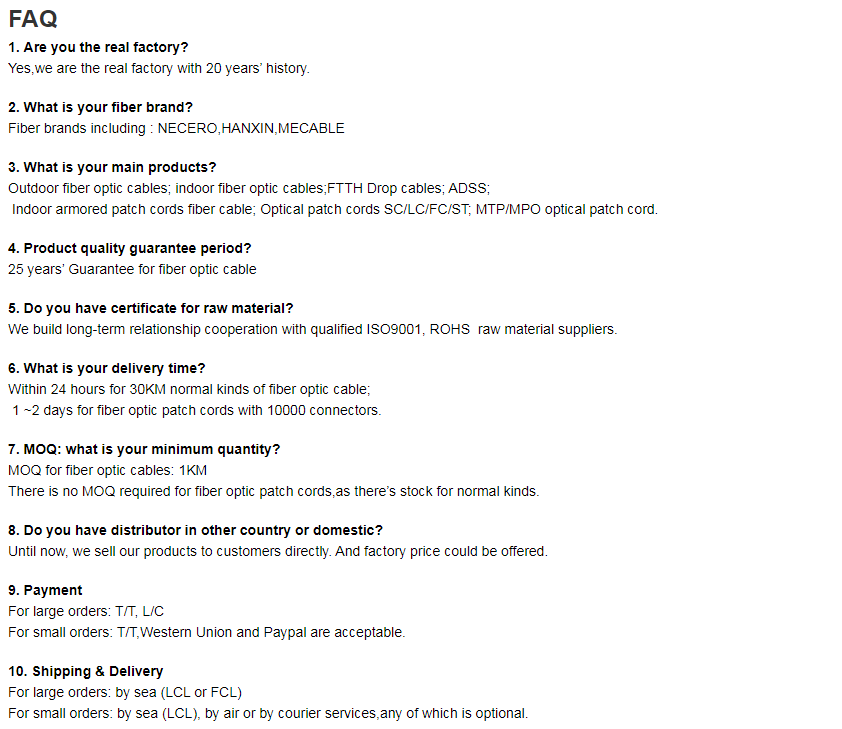 Aerial Conduit Underground Outdoor Use Single Mode Self-Support 2f 4f 6f 8f 10f 12f 24f GYXTW OFC Fiber Optical Cable