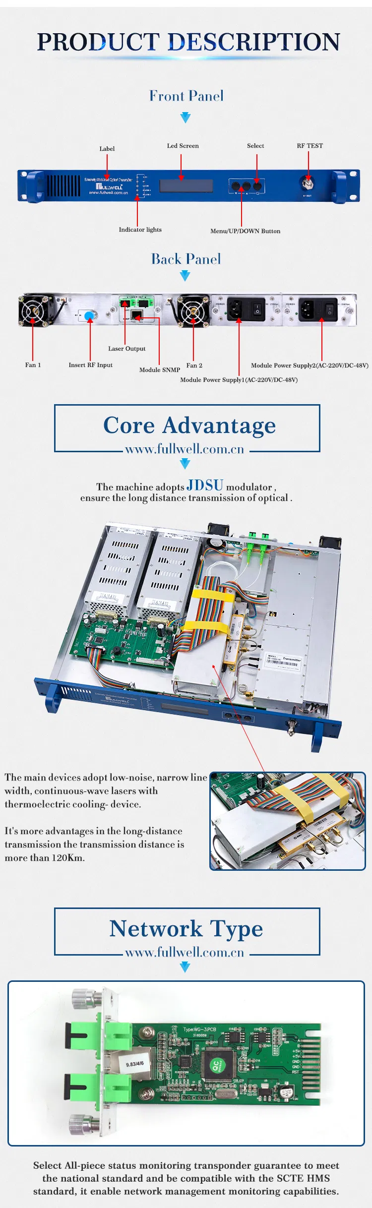 CATV 1550 Optical Transmitter for Around 120~160 Distance