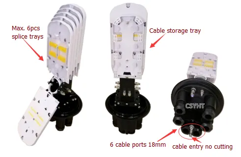 CV024 144 Foc Dome Fiber Optic Closure with Mechanical Sealing Cable Ports