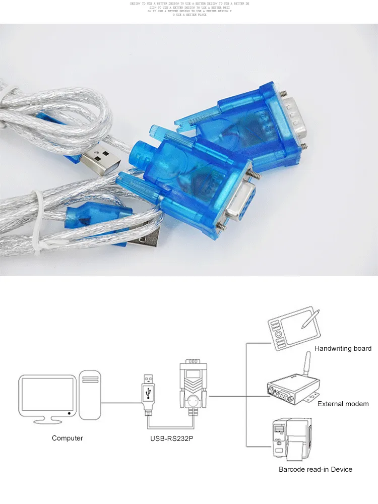 dB9 Pin USB to RS232 Serial Converter Adapter Cable