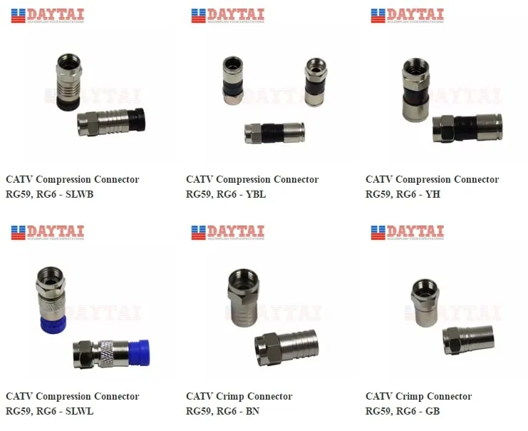 for Coaxial Cable Rg59, RG6 Compression F Connector