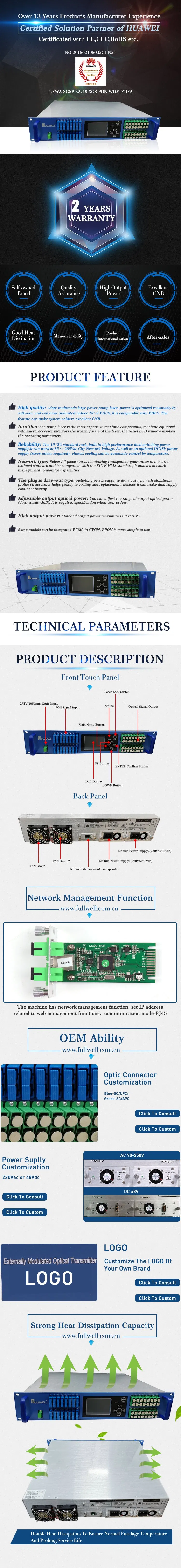 FTTH (GPON) Embedded 10g Data Model Wdm EDFA