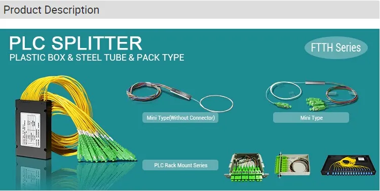 FTTH Steel Mini Type 1X8 PLC Splitter Single Mode Sc/Upc Fiber Optic Splitter