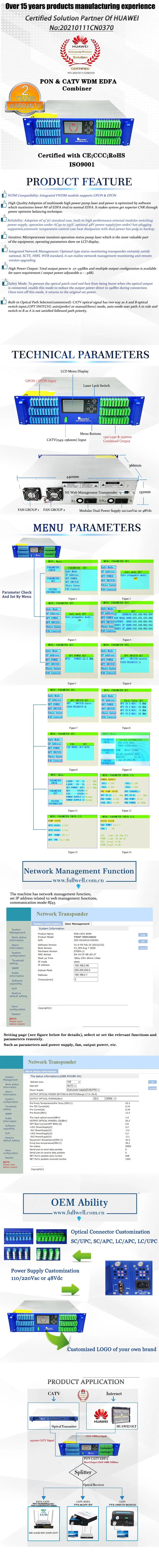 FTTH Triple-Play Pon+CATV Wdm EDFA Combiner
