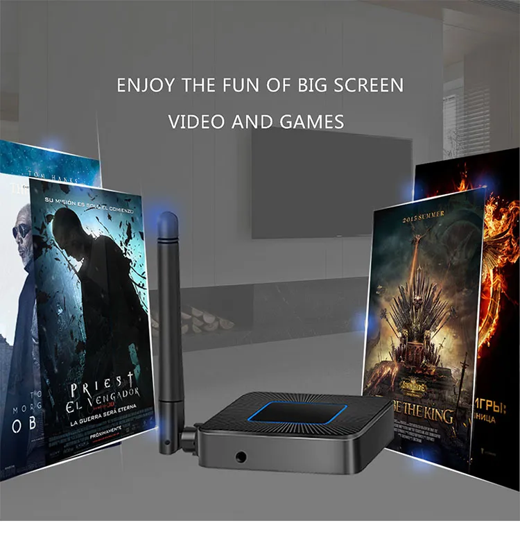 Full HD Wireless Screen Mirroring 2.4GHz/5GHz WiFi Audio and Video Transmission Display Miracast Airplay Dongle