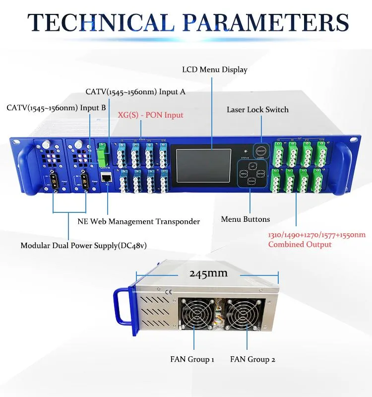 Fullwell 10g Upstream and Downstream 1310/1490&1270/1577nm Xgs-Pon CATV EDFA