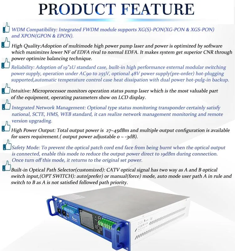 Fullwell Best Selling 8 Ports Xgs-Pon & CATV Wdm EDFA