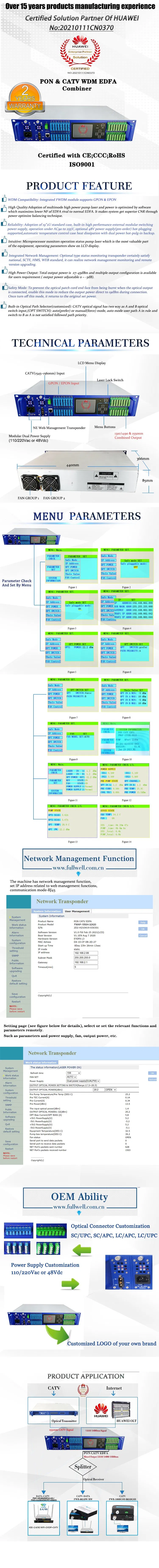 High Power 32X22dBm CATV EDFA 1550 Optical Amplifier EDFA