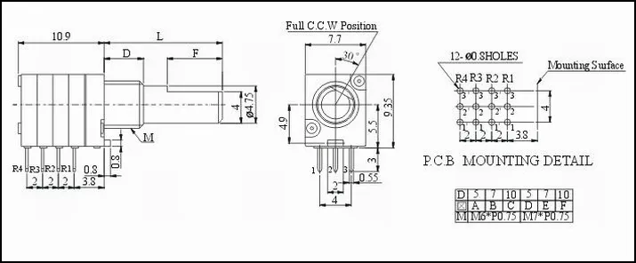 Multigang FM Radio Adjusting Potentiometer B10k B100k