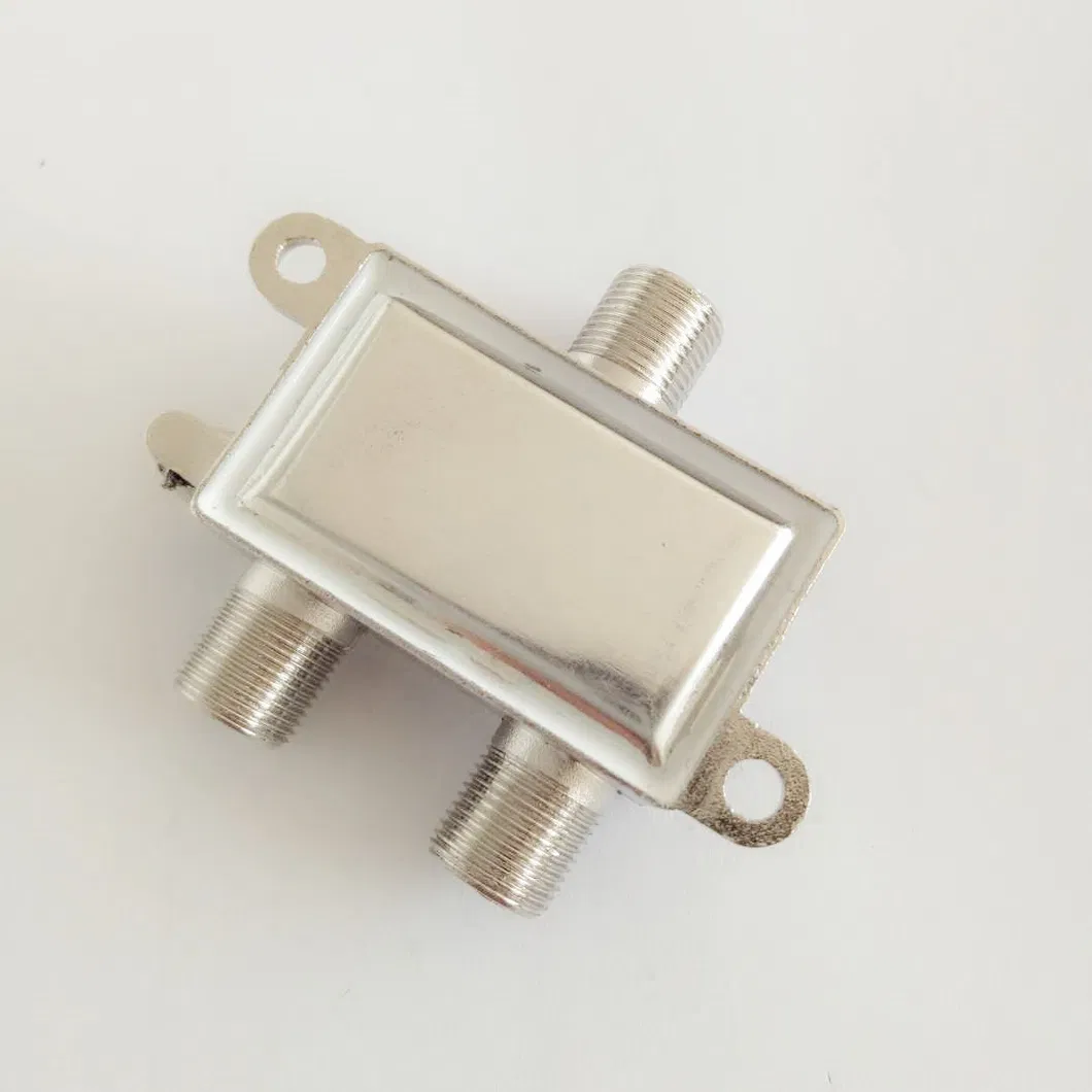 One Port Power Passing Cable TV Splitter 2 Way CATV Indoor Splitter