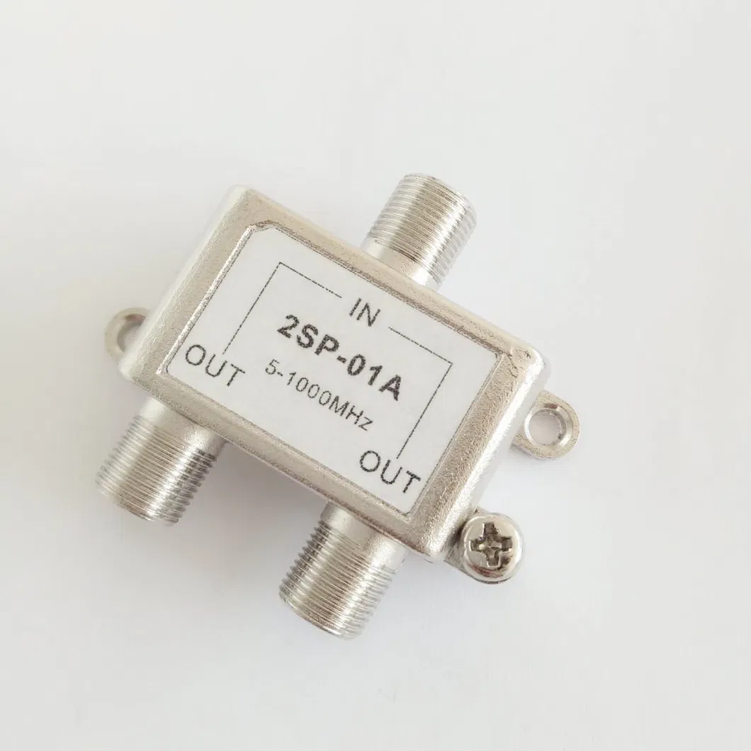 One Port Power Passing Cable TV Splitter 2 Way CATV Indoor Splitter