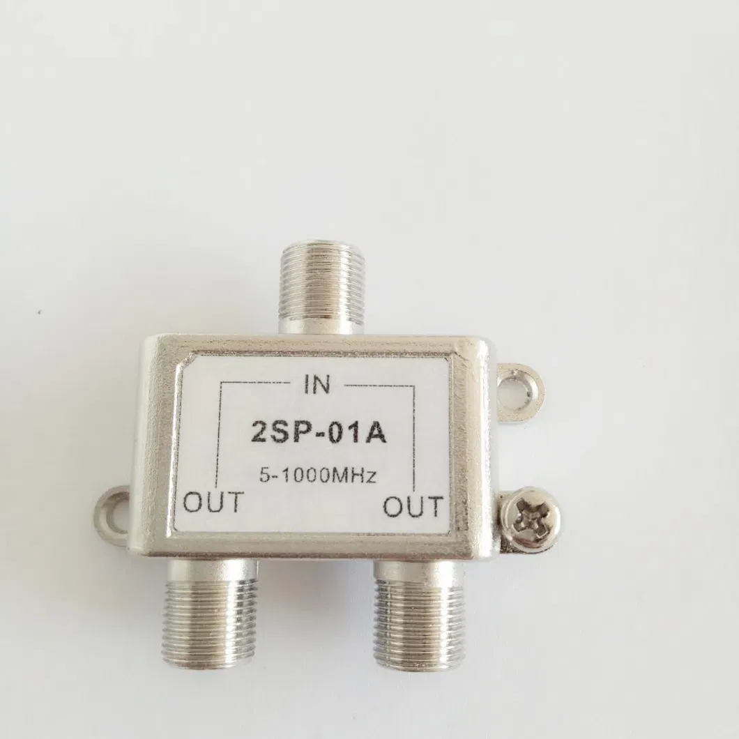 One Port Power Passing Cable TV Splitter 2 Way CATV Indoor Splitter