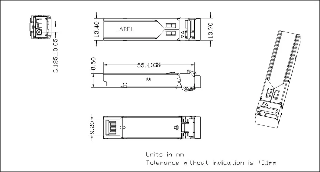 Optical Fiber RoHS Compliant 2.5g 1490/1550nm (1550/1490nm) 80km Transceiver