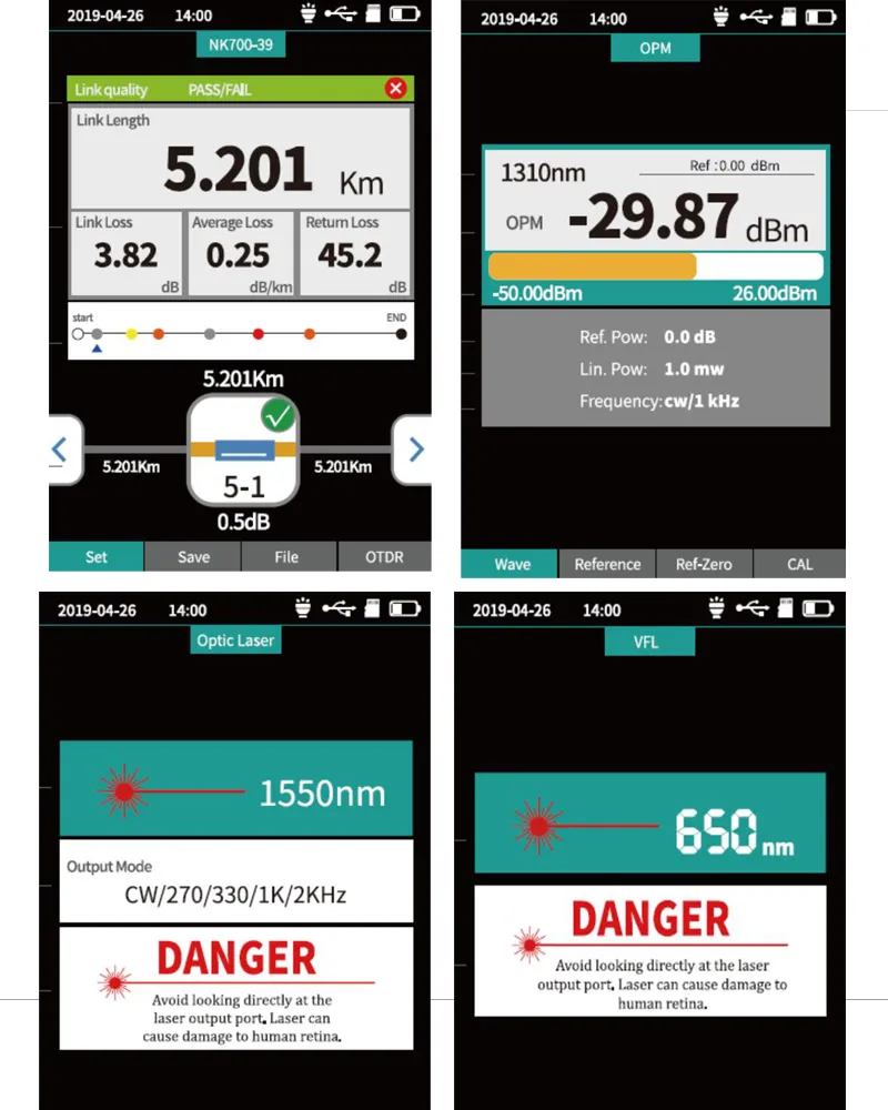 PRO Mini OTDR Fiber Optic Reflectometer 980rev with 9 Functions Vfl Ols Opm Event Map 24dB for 64km Fiber Cable Ethernet Tester