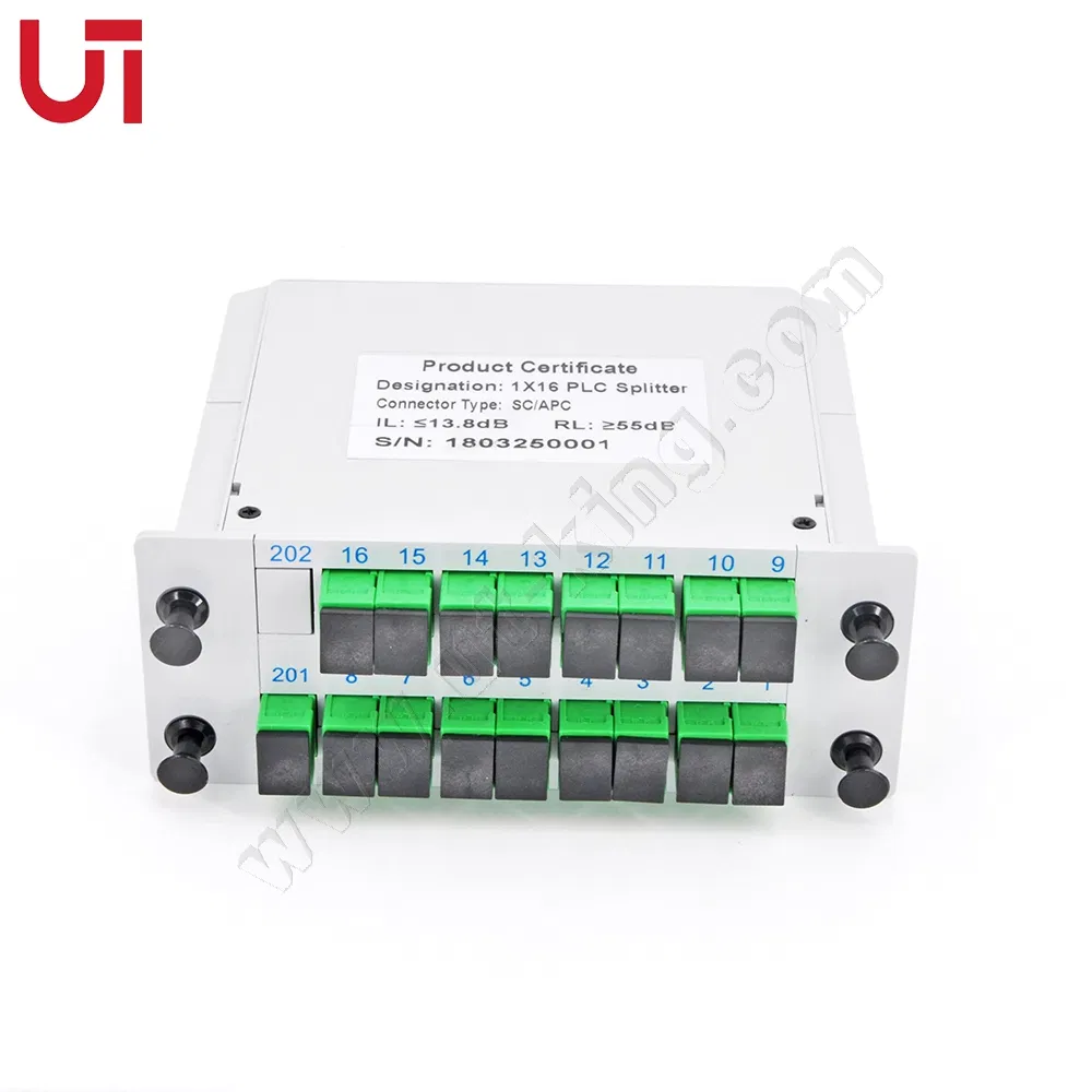 Sc/APC Connector 1*16 PLC Splitter Cassette Card Type for FTTH Fiber Optical Terminal Box Drop Cable
