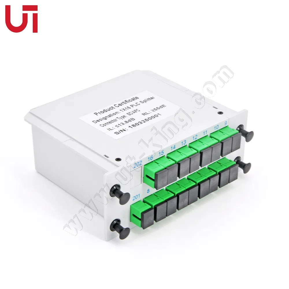 Sc/APC Connector 1*16 PLC Splitter Cassette Card Type for FTTH Fiber Optical Terminal Box Drop Cable