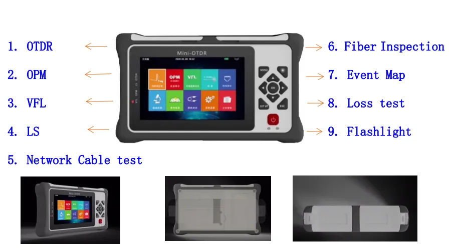 Single Mode Hand-Held Mini OTDR with Network Cable Test Function
