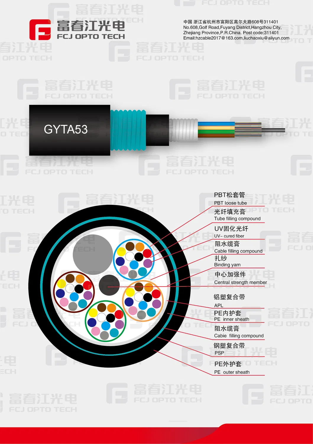 Stranded Loose Tube Metallic Strength Member Armored 20-24 Cores Cable GYTA53