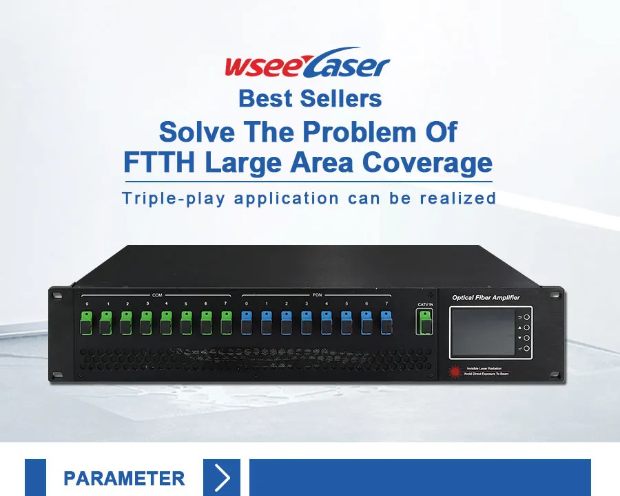 Wsee 50eya 2u High Power Optical Amplifier Wdm for CATV 16ports 19dBm Pon UPS Power EDFA