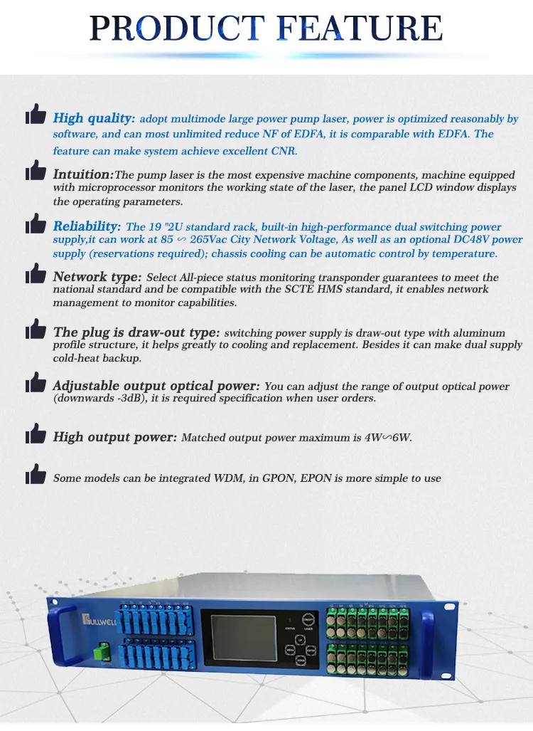 Xgs-Pon High Power Optical Amplifier EDFA, 1310/1490/1550 Wdm Combiner (FWAP-1550H-32X20)